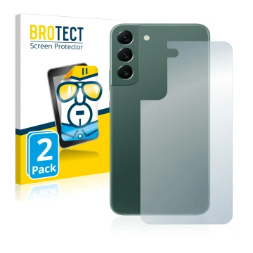 Front side of a product packaging with the brand logo BROTECT. Next to it is the device Samsung Galaxy S22 Plus 5G (Back) show