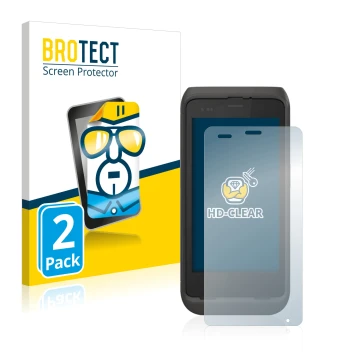 Front side of a product packaging with the brand logo BROTECT. Next to it is the device Honeywell CT45 XP shown with the corre