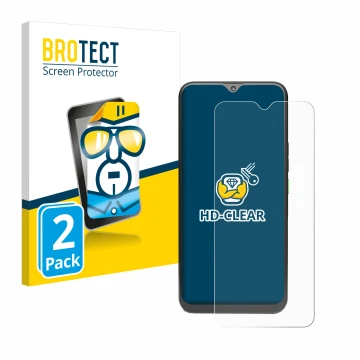Front side of a product packaging with the brand logo BROTECT. Next to it is the device 4G Systems Rephone shown with the corr