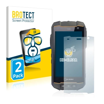 Front side of a product packaging with the brand logo BROTECT. Next to it is the device i.safe MOBILE IS530.2 shown with the c