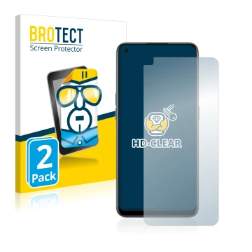 Front side of a product packaging with the brand logo BROTECT. Next to it is the device OnePlus Nord CE 2 5G shown with the co