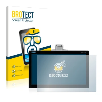 Front side of a product packaging with the brand logo BROTECT. Next to it is the device Siemens Simatic HMI TP1200 Comfort Pro