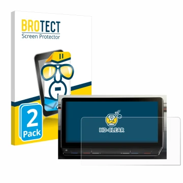 Front side of a product packaging with the brand logo BROTECT. Next to it is the device Cupra Formentor 2020-2022 Infotainment
