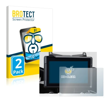 Front side of a product packaging with the brand logo BROTECT. Next to it is the device KTM 1290 Super Duke GT 2022 TFT 7