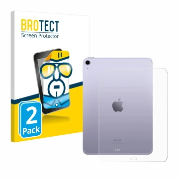 Front side of a product packaging with the brand logo BROTECT. Next to it is the device Apple iPad Air 5 WiFi 2022 (Back, 5th 