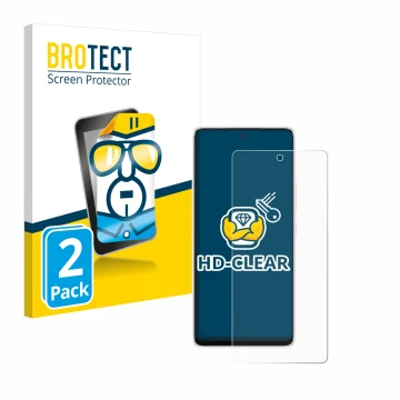 Front side of a product packaging with the brand logo BROTECT. Next to it is the device Samsung Galaxy A53 5G shown with the c