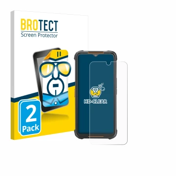 Front side of a product packaging with the brand logo BROTECT. Next to it is the device AGM H5 shown with the corresponding sc