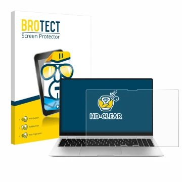 Front side of a product packaging with the brand logo BROTECT. Next to it is the device Samsung Galaxy Book2 Pro 360 15.6