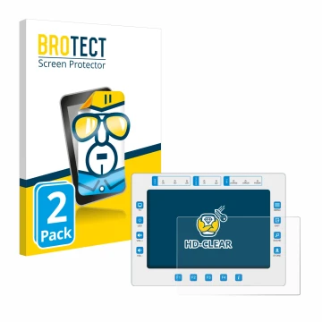 Front side of a product packaging with the brand logo BROTECT. Next to it is the device Megasat HD7 Combo shown with the corre