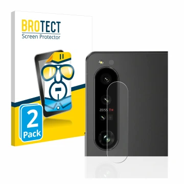 Front side of a product packaging with the brand logo BROTECT. Next to it is the device Sony Xperia 1 IV (ONLY Camera Lens) sh