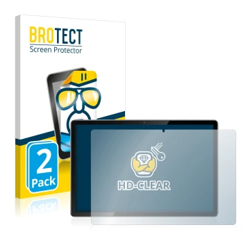 Front side of a product packaging with the brand logo BROTECT. Next to it is the device Blackview Tab 12 shown with the corres