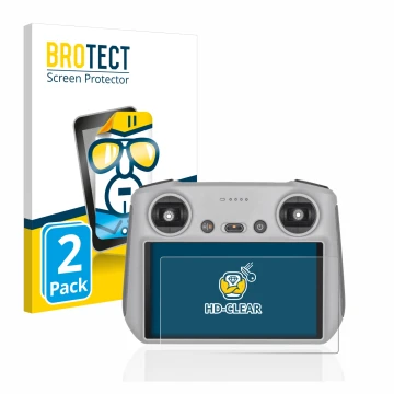 Front side of a product packaging with the brand logo BROTECT. Next to it is the device DJI RC Controller shown with the corre