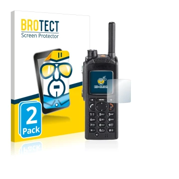 Front side of a product packaging with the brand logo BROTECT. Next to it is the device Motorola MTP850 shown with the corresp