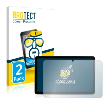 Front side of a product packaging with the brand logo BROTECT. Next to it is the device MEDION Lifetab P10752 shown with the c
