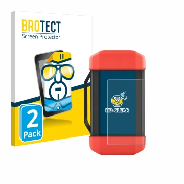 Front side of a product packaging with the brand logo BROTECT. Next to it is the device Launch SRDs SmartLink shown with the c