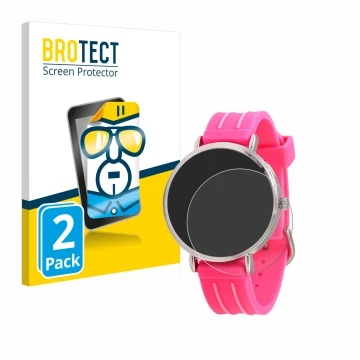 Front side of a product packaging with the brand logo BROTECT. Next to it is the device Kiddus Children's Learning Watch shown