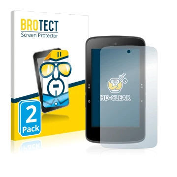 Front side of a product packaging with the brand logo BROTECT. Next to it is the device Bryton Rider S800 shown with the corre