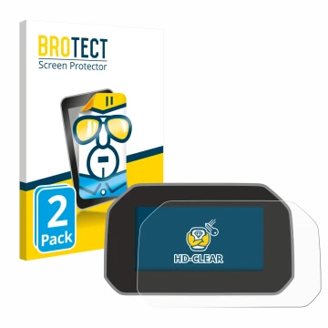Front side of a product packaging with the brand logo BROTECT. Next to it is the device BMW R 1250 GS Adventure Connectivity T