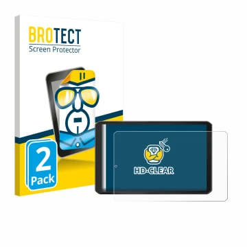 Front side of a product packaging with the brand logo BROTECT. Next to it is the device Garmin dezl LGV810 shown with the corr