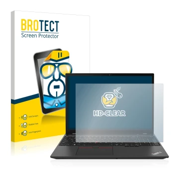 Front side of a product packaging with the brand logo BROTECT. Next to it is the device Lenovo ThinkPad T16 Gen 1 16