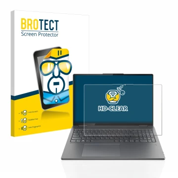 Front side of a product packaging with the brand logo BROTECT. Next to it is the device Lenovo Yoga 7i Gen 7 16
