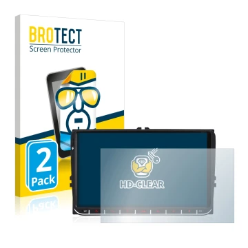 Front side of a product packaging with the brand logo BROTECT. Next to it is the device M.I.C. AV9V2 shown with the correspond