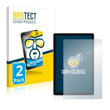 Front side of a product packaging with the brand logo BROTECT. Next to it is the device Blackview Tab 13 shown with the corres