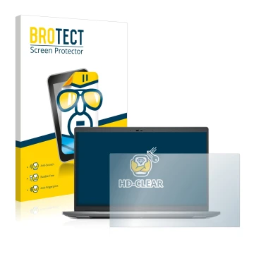 Front side of a product packaging with the brand logo BROTECT. Next to it is the device Dell Precision 3570 shown with the cor