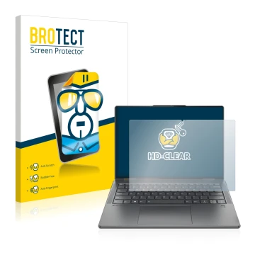 Front side of a product packaging with the brand logo BROTECT. Next to it is the device Lenovo Yoga 7i 14