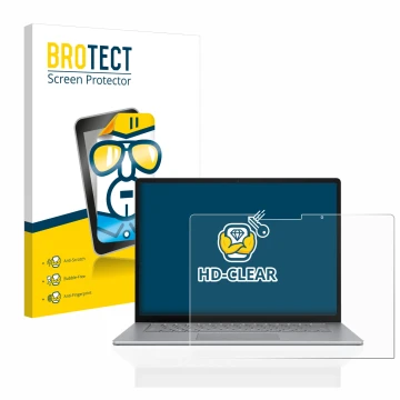 Front side of a product packaging with the brand logo BROTECT. Next to it is the device Microsoft Surface Laptop 5 13.5