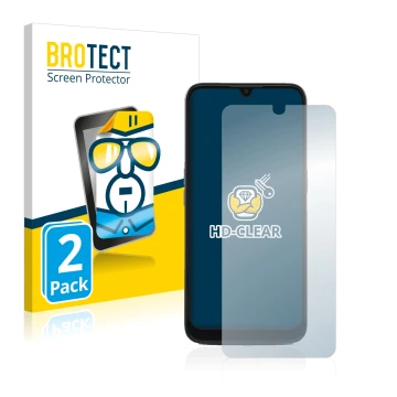 Front side of a product packaging with the brand logo BROTECT. Next to it is the device Doro 8100 PLUS shown with the correspo