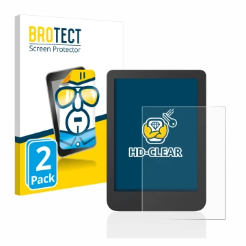 Front side of a product packaging with the brand logo BROTECT. Next to it is the device Tolino Shine 4 shown with the correspo