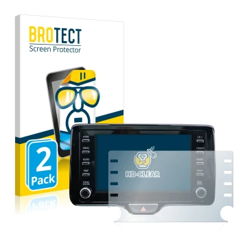 Front side of a product packaging with the brand logo BROTECT. Next to it is the device Toyota Yaris Cross 8