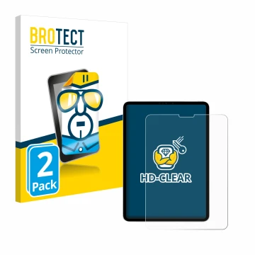 Front side of a product packaging with the brand logo BROTECT. Next to it is the device Apple iPad Pro 11