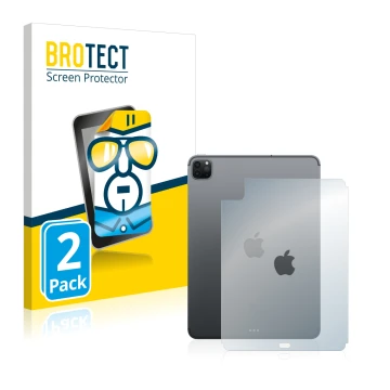 Front side of a product packaging with the brand logo BROTECT. Next to it is the device Apple iPad Pro 11