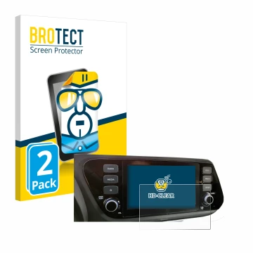 Front side of a product packaging with the brand logo BROTECT. Next to it is the device Hyundai i20 2020 8