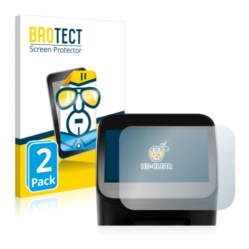 Front side of a product packaging with the brand logo BROTECT. Next to it is the device Shaper Origin Gen1 shown with the corr