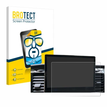 Front side of a product packaging with the brand logo BROTECT. Next to it is the device Ford Transit SYNC 4 shown with the cor