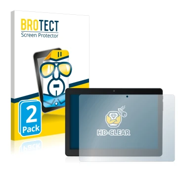 Front side of a product packaging with the brand logo BROTECT. Next to it is the device Acepad A145 10.1