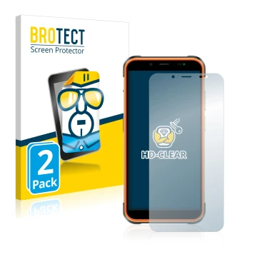 Front side of a product packaging with the brand logo BROTECT. Next to it is the device Ulefone Power Armor 16 Pro shown with 