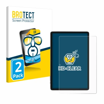 Front side of a product packaging with the brand logo BROTECT. Next to it is the device Blackview Tab 7 WiFi shown with the co