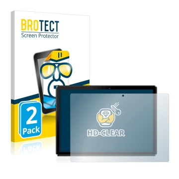 Front side of a product packaging with the brand logo BROTECT. Next to it is the device Pritom M10 10.1