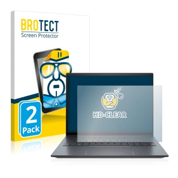 Front side of a product packaging with the brand logo BROTECT. Next to it is the device HP Elite Dragonfly G3 shown with the c