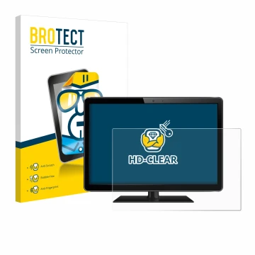 Front side of a product packaging with the brand logo BROTECT. Next to it is the device shown with the corresponding screen pr