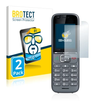Front side of a product packaging with the brand logo BROTECT. Next to it is the device Gigaset S700H PRO shown with the corre