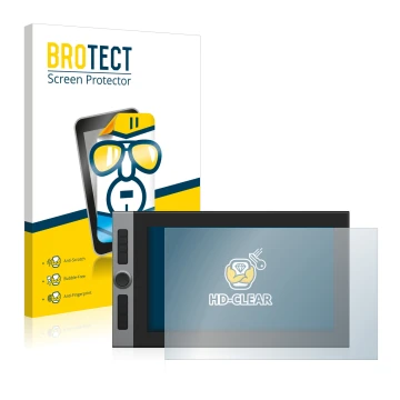 Front side of a product packaging with the brand logo BROTECT. Next to it is the device XP-Pen Artist Pro 16 15.4