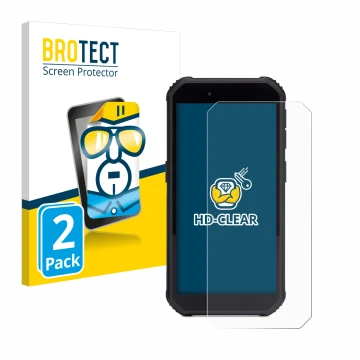 Front side of a product packaging with the brand logo BROTECT. Next to it is the device SkyCaddie SX550 shown with the corresp
