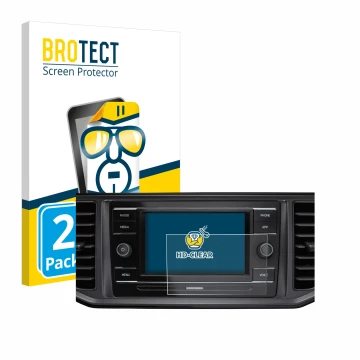 Front side of a product packaging with the brand logo BROTECT. Next to it is the device Volkswagen Crafter Composition Colour 