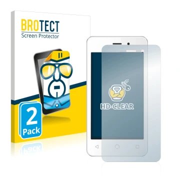 Front side of a product packaging with the brand logo BROTECT. Next to it is the device NUU Mobile A1 shown with the correspon