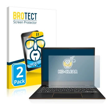 Front side of a product packaging with the brand logo BROTECT. Next to it is the device MSI Summit E13 Flip Evo shown with the